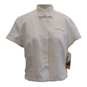 Halston short mandarin jacket ivory New Sz 8